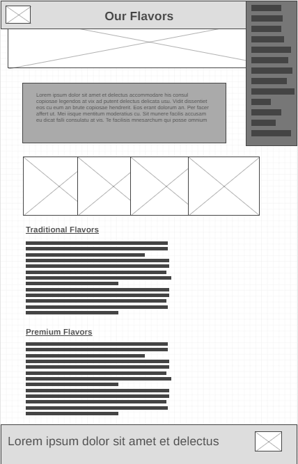 our flavors wireframe